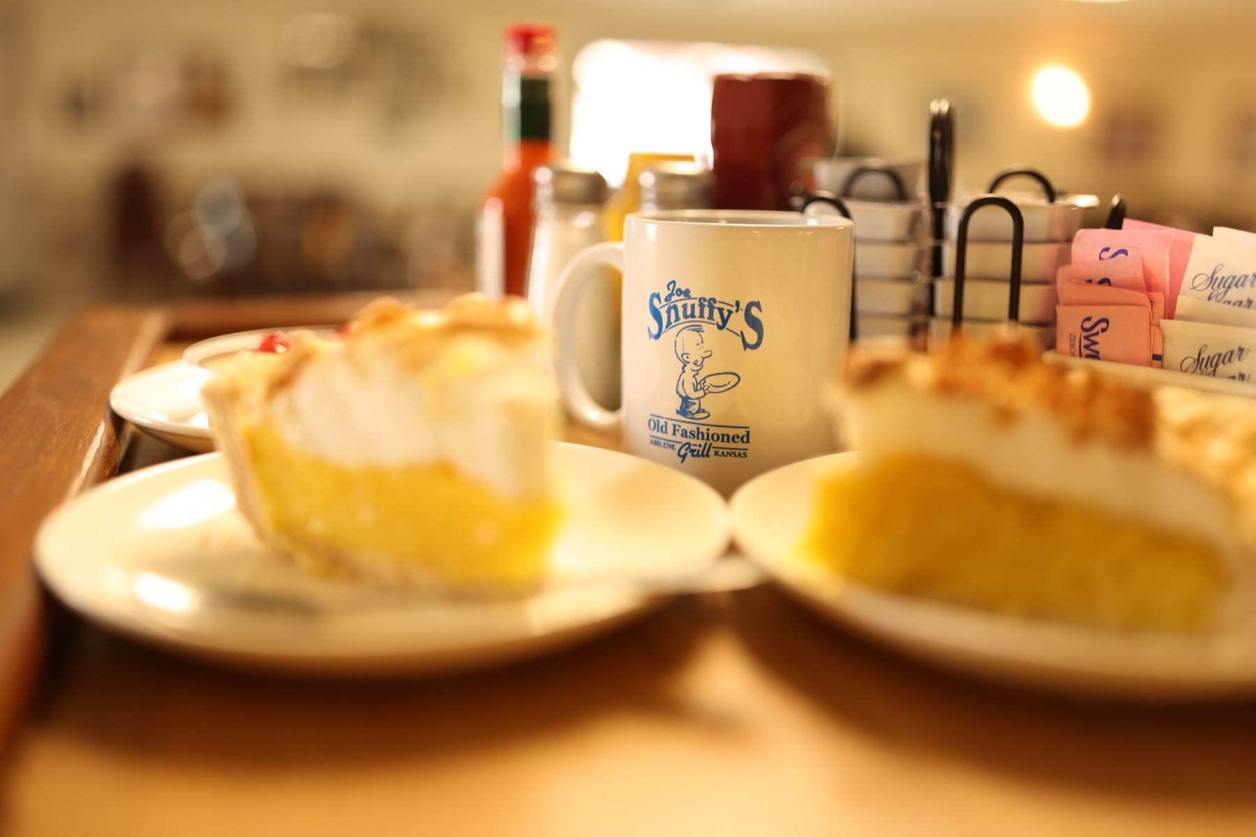 Pie slices and a Joe Snuffy's coffee mug
